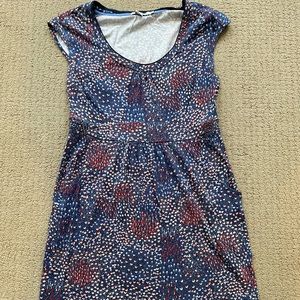 Boden Margot Cap Sleeve Red & Blue 10R Dress